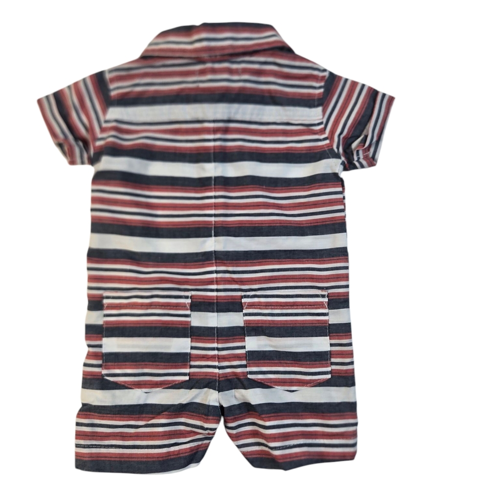 DKNY Striped Short Sleeve Baby Romper 0-3mo - Picture 2 of 6